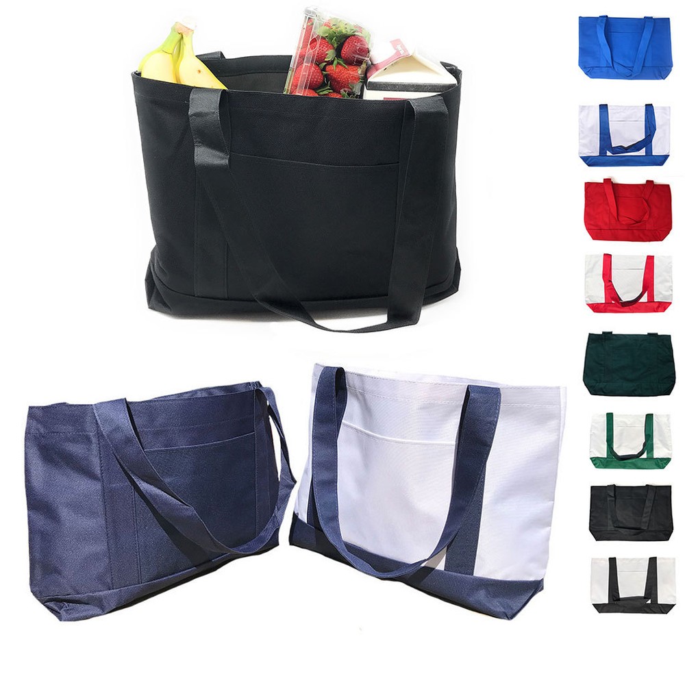 2 Pack Reusable Grocery Shopping Totes Bags With Gusset Travel Gym Sports