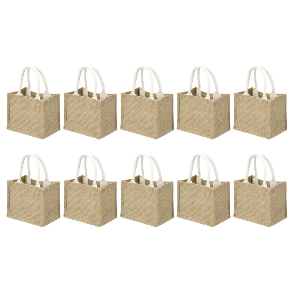 10Pcs Burlap Tote Bags, Reusable Gift Tote Bags 8.7 x 7.1 Inch Brown