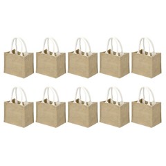 10Pcs Burlap Tote Bags, Reusable Gift Tote Bags 8.7 x 7.1 Inch Brown