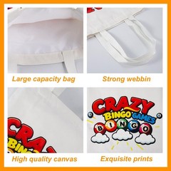Bingo Bag with Large Capacity Tote Bag, Canvas 36 cm x 33 cm, White