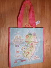 Acme New Jersey Reusable Shopping Tote Bag w/ lllustrated Map & Landmarks NEW