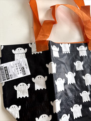 Ikea KUSTFYR Bag, Ghost Pattern, Black/White/Orange, 10 ¾x7x10 ¾ “, 440 oz