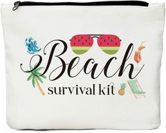 Beach Bags, Sunscreen Bag, Beach Kit, Waterproof Cosmetic Case, Blue Cotton Make