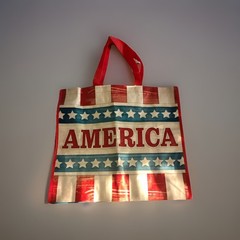 Marshalls Reusable Shopping Bag Tote Red White Blue Stars “AMERICA” Patriotic