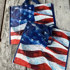 NEW Lot 2 XL TJX USA 🇺🇸 FLAG Patriotic Shopping Gift Bags