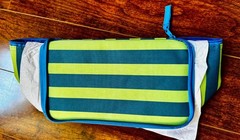 Trader Joes mini insulated bag blue and green stripes