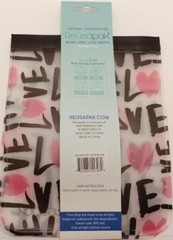 Reusapak Love Love Love Reusable Zip Flat Bag 2 pack Large Food Grade