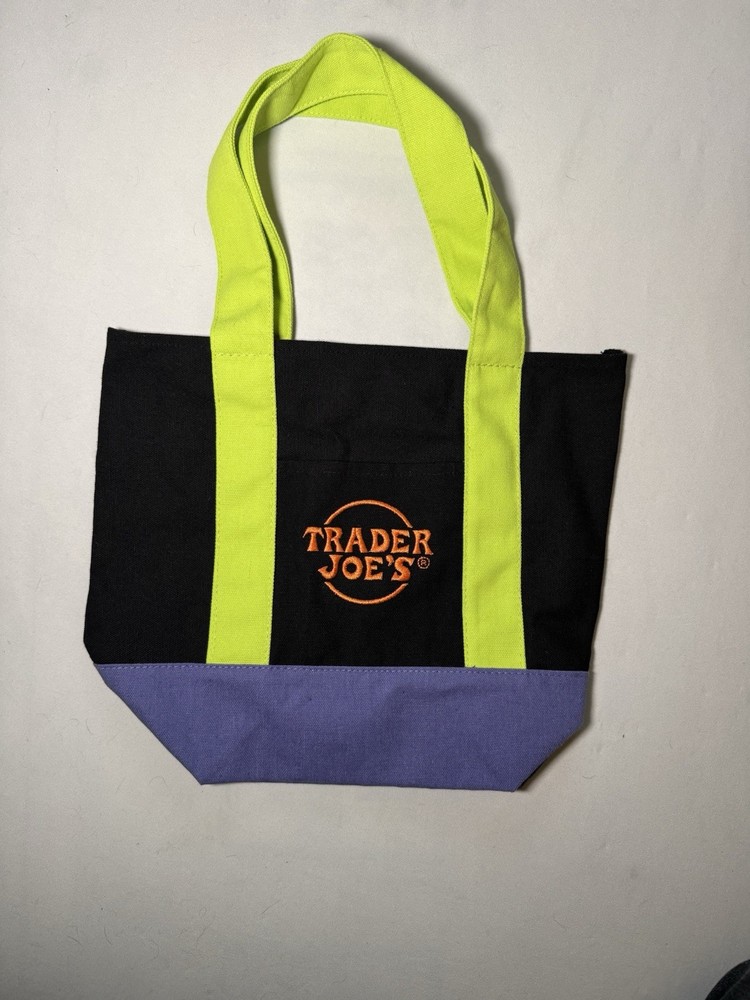 Trader Joe’s Limited Edition Halloween Mini Tote Bag – Black/Neon Green/Purple
