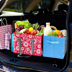 4 Pack Reusable Grocery Bags, Collapsible Large Storage Box Bag with Reinforced