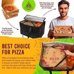 Black Thermal Pizza Bag 23×14.5×15, Pack of 2 Insulated Food Delivery Bags