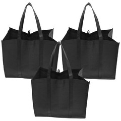 3PCS Non Woven Shopping Bags – Large Blank Fabric Tote – Reusable Grocery Bag,