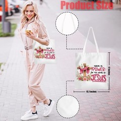 Christian Gifts Tote Bags, Cross Flower Handbag Inspirational Reusable Shoppi…