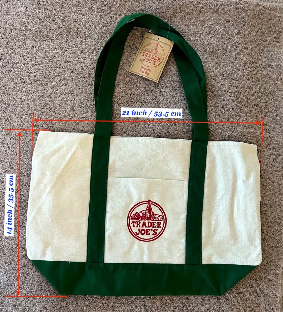 Trader Joe’s Tote Canvas Reusable Heavy Cotton Basic Style Shopping Green / New