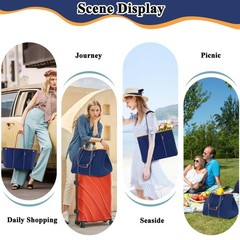 Neoprene Multipurpose Beach Bag Tote with Inner Zipper Pocket (Dark Blue, Large)