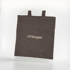 J.P. Morgan Foldable Gray Canvas Tote Bag Solid Plain Pattern Single Pack