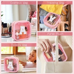 LOFOWN Initial Clear Makeup Bag Small Cosmetic Travel Toiletry O, Pink