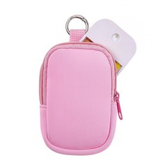 2Pcs Small Makeup Bag, Mini Portable Travel Cosmetic Soft 02Black+ Pink