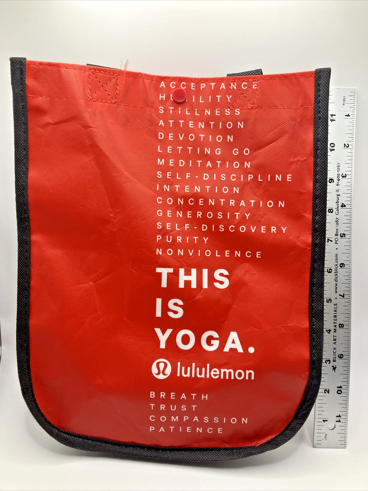 Lululemon Tote – THIS IS YOGA -Shopping Lunch Tote Bag – Red Black and White