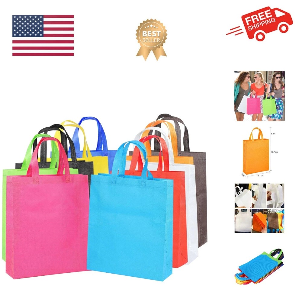 Supersize 14 Pack Reusable Non Woven Gift Bags with Handles Party Fabric Tote…