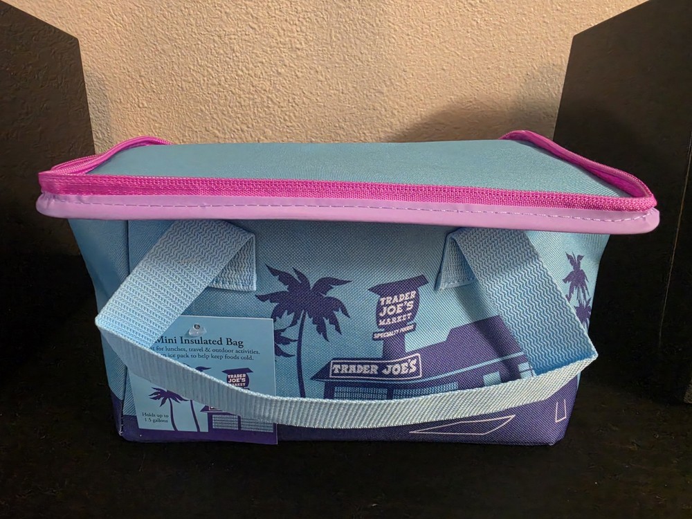 Trader Joe’s 2026 Mini Insulated Bag Blue Purple Pink Reusable Tote