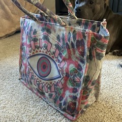 Multicolor All-Over Print Reusable Shopping Bag Foldable Zipper 16x6x12