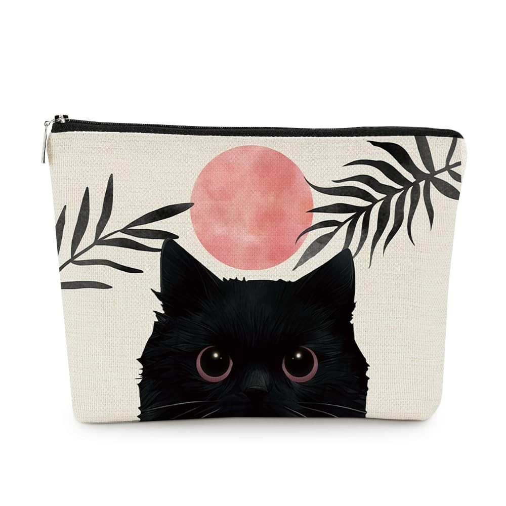 EXUQO Black Cute Cat Makeup Bag, Gifts for Women Teen Girls,