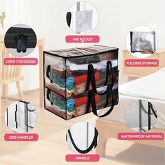 8 Pack 97L Extra Large 8 pack-97L Heavy Duty Tote Bags Transparent black edge