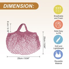 Reusable Mesh Produce Storage Bag Washable Portable Bag Short Handle Pink Purple
