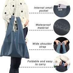 CiCiGo Large Reusable Bags Shopping Washable Foldable 6 Pack Large, Gray