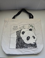 Panda Bear Reusable Carry All Shopping Tote Bag White & Black With Handles