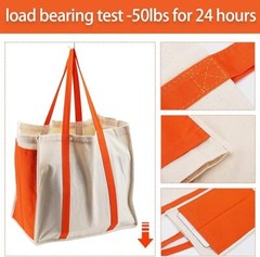 Heavy Duty Reusable Cotton Canvas Grocery Tote Bags with Side Pockets, Large Uti
