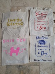 🐶 Lot of 4 Canvas Dog Themed Tote Bags – Mixed Designs – Some With Defects