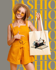 Cute Cat Canvas Tote Bag for Women Reusable Cotton Grocery Bag Beach Totes Gift