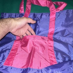Avon Foldable Reusable Shopping Bag Pocket Purple Pink Colorblock Man Made Large