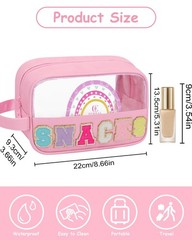 MONSTINA Snack Bag Pouch, Makeup Travel Toiletry Bag, Clear Small, A Pink