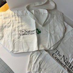 The Nature Conservancy Tote Bags 1 Large 1 Small White Canvas NWT Eco Friendly