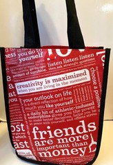 Lululemon Reusable Plastic Shopping Tote Bag Red Black & White Small 11″x 9″x4″