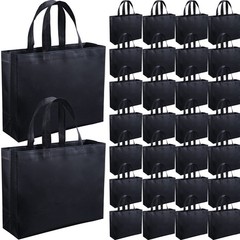 30 PCS Glossy Reusable Grocery Gift Bag Handles Gold 12.6×4.72×11.02 Inch