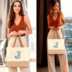 Initial Tote Bag, Personalized Monogrammed Gifts for Women, Reusable Initial …