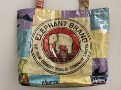 Elephant Brand Recycled Pocket Tote Bag Fair Trade Cambodia Angkor Patchwork