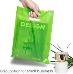 100 Lime Green Merchandise Bags 9″x12″ Glossy Handles