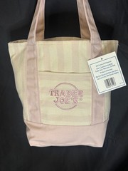 Limited Edition Summer 2026 Trader Joe’s Pale Pink Striped Mini Canvas Tote Bag