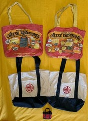 Trader Joes Canvas Reusable Bag Bundle 5 Bags Cheese, Blue Cream, Foldable