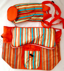 Orange Large Insulated Shopping Travel Bag Zip 13″x13″x6″W/Bottle Bag Zip-2/pc