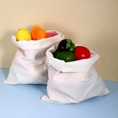 10pcs X-Large Reusable Cotton Drawstring Bags, 12×16 Inches Multipurpose Canv…