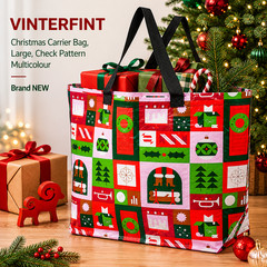 IKEA VINTERFINT Christmas Carrier Bag, Large, Check Pattern Multicolour NEW