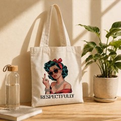 Canvas Tote Bag for Women, Respectfully Shoulder Tote Bags, Adult Humor Canva…