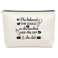 Nurse Makeup Bag Appreciation Gifts for Daughetr Sister Best Beige