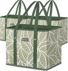 Antique Foliage Durable Reusable Grocery Bags—3 Pack for Sustainable Shopping