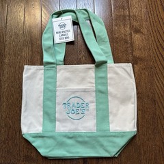 NWT Trader Joes Bag Bundle Collapsible Grocery Tote + 2 Mini Pastel Canvas Totes